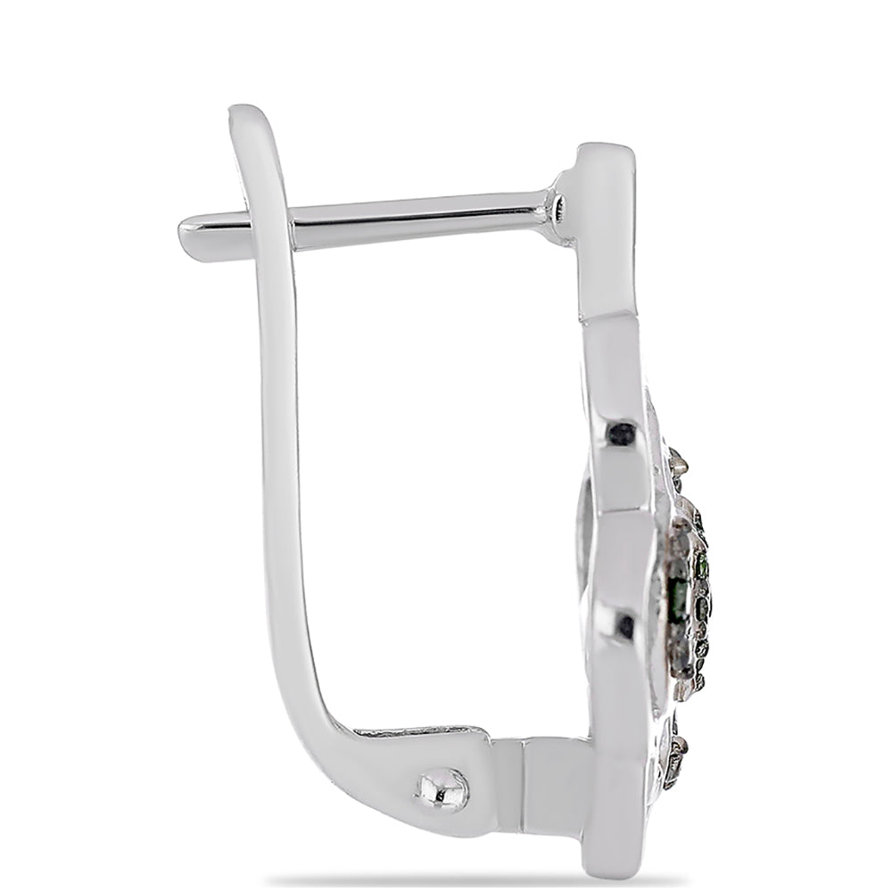 Brincos de Prata com Diamante Verde