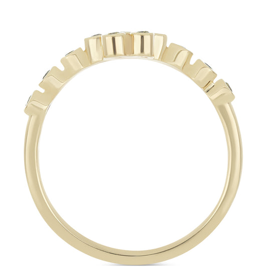 Anel de Prata com Banho de Ouro com Diamante Amarelo