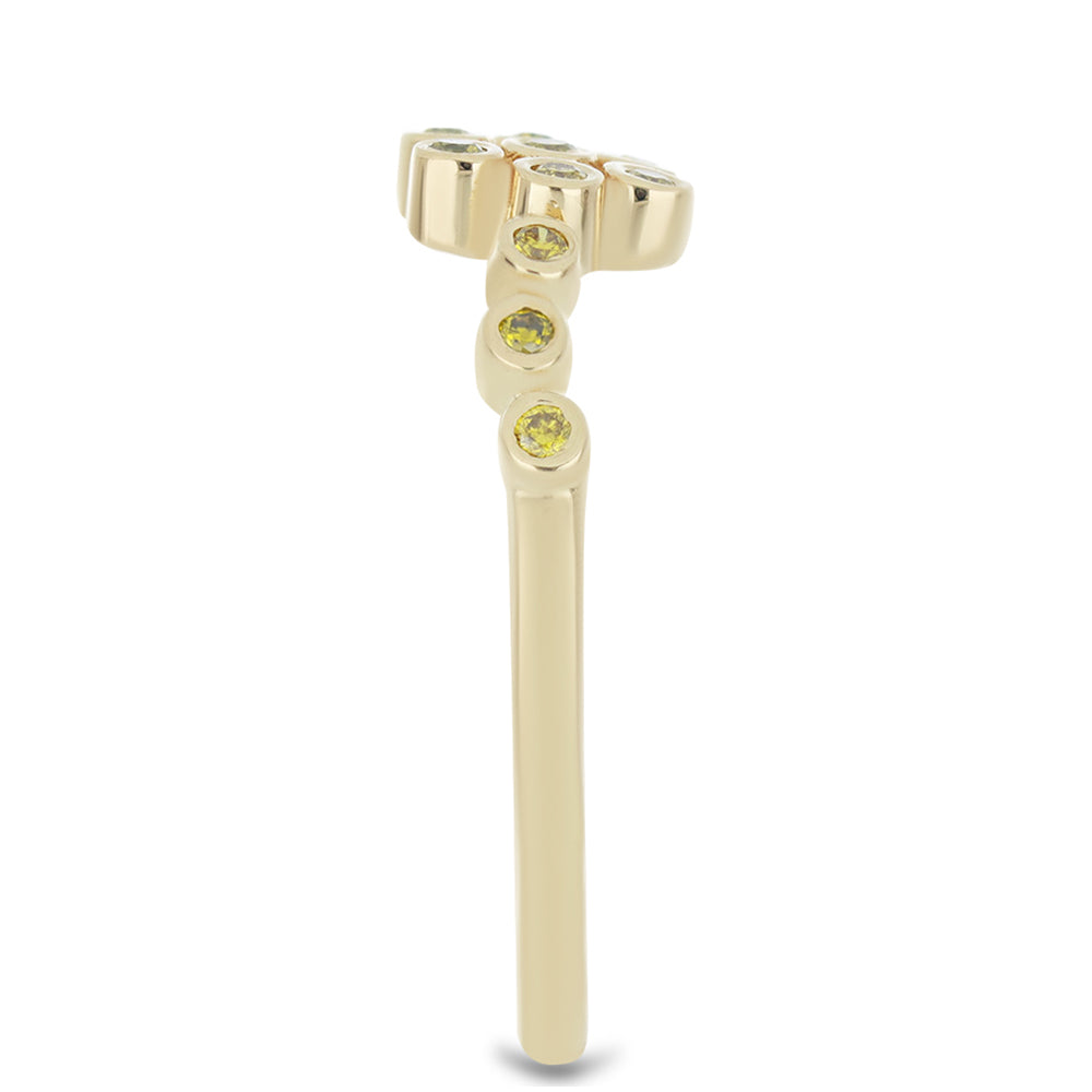 Anel de Prata com Banho de Ouro com Diamante Amarelo