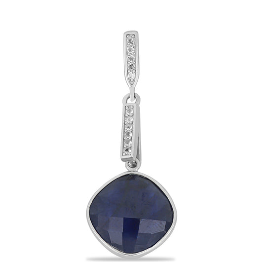 Pendente de Prata com Safira Azul Australiana e Topázio Branco