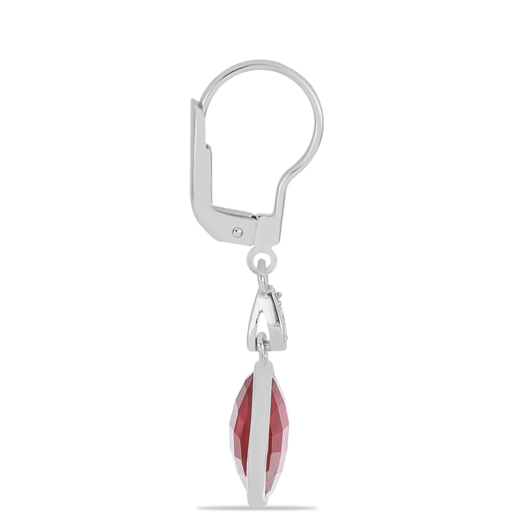 Brincos de Prata com Rubi de Madagáscar e Topázio Branco