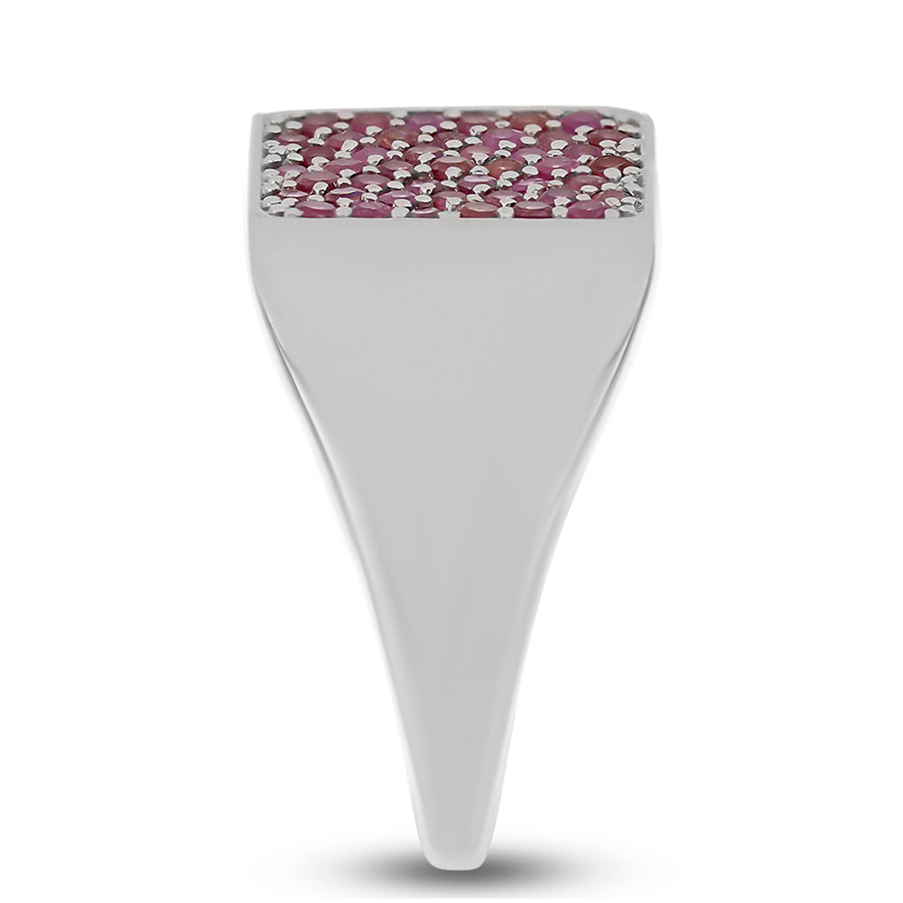 Anel de Prata com Rubi de Madagáscar Contraste: Cabeca de Veado (800)