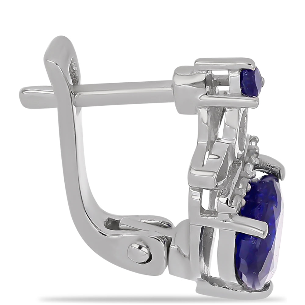 Brincos de Prata com Safira Azul Australiana e Topázio Branco