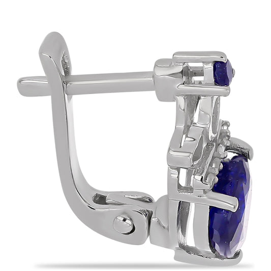 Brincos de Prata com Safira Azul Australiana e Topázio Branco