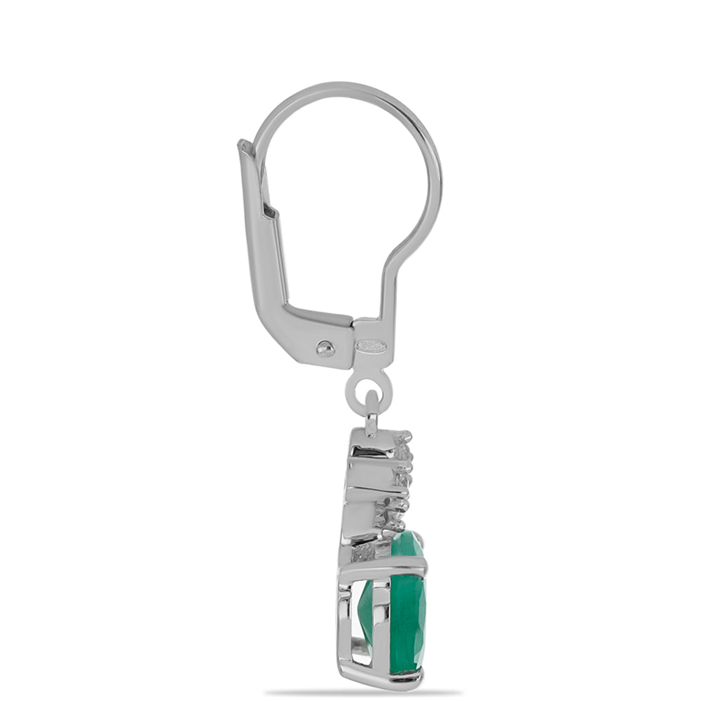Brincos de Prata com Esmeralda do Brasil e Topázio Branco