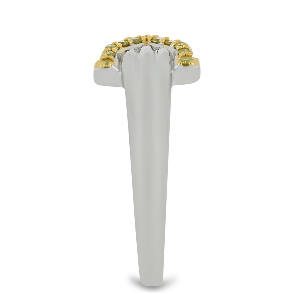 Anel de Prata com Diamante Amarelo Contraste: Cabeca de Veado (800)