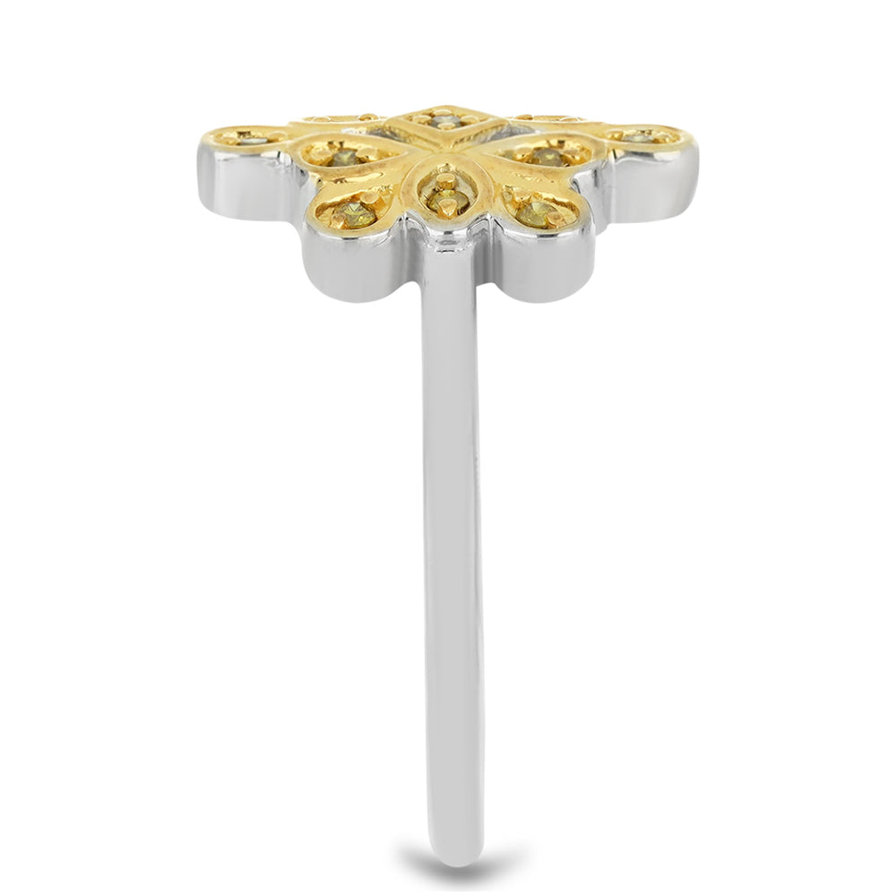 Anel de Prata com Diamante Amarelo