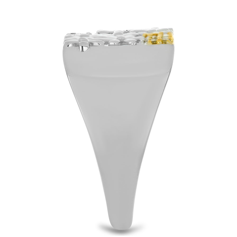 Anel de Prata com Diamante Amarelo Contraste: Cabeca de Veado (800)