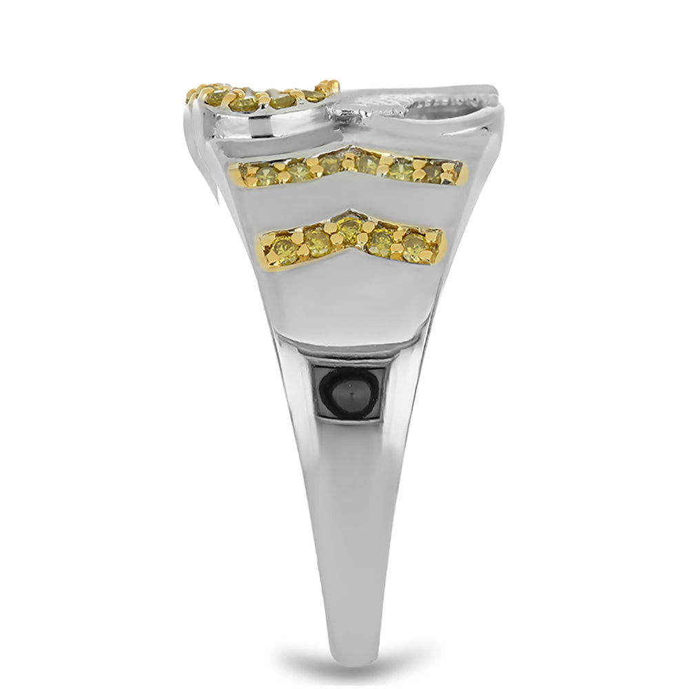 Anel de Prata com Diamante Amarelo Contraste: Cabeca de Veado (800)