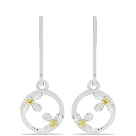 Brincos de Prata com Diamante Amarelo