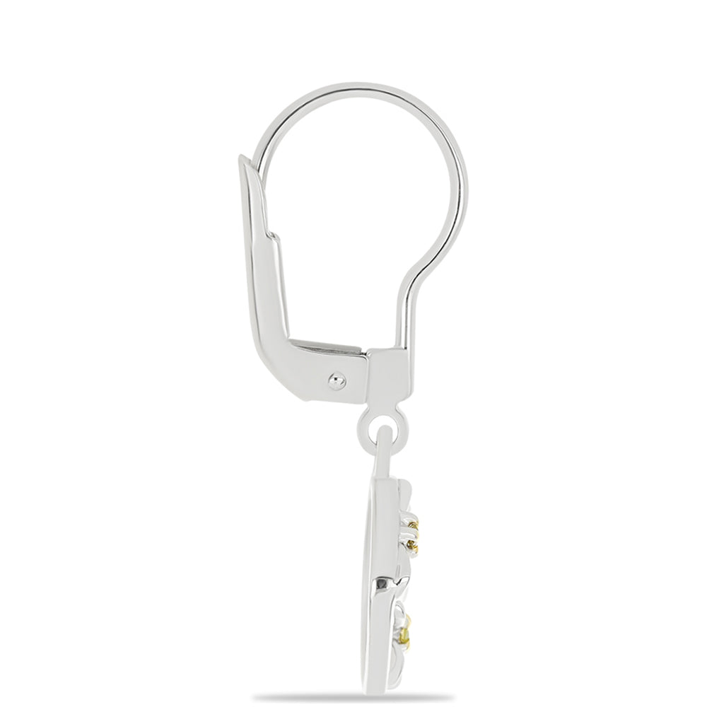 Brincos de Prata com Diamante Amarelo