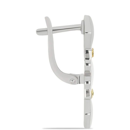 Brincos de Prata com Diamante Amarelo