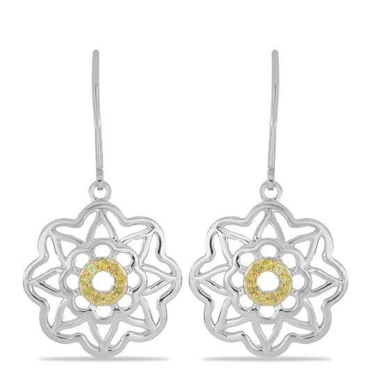 Brincos de Prata com Diamante Amarelo