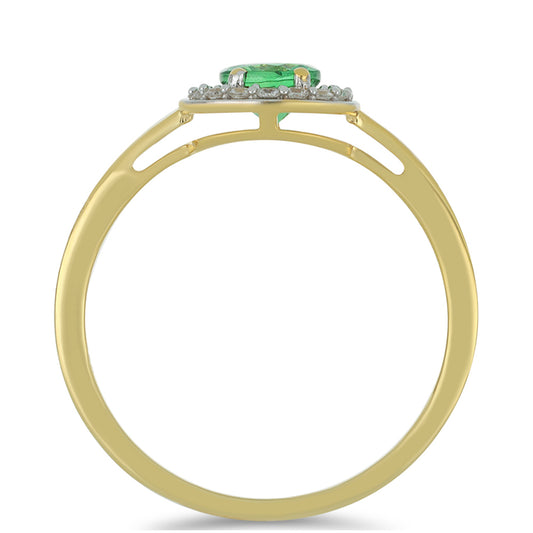 Anel de Ouro com Granada Tsavorite e Zircão Branco Natural Contraste: Cruz missionária