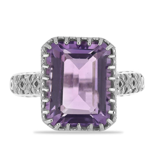 Anel de Prata com Ametista de Vera Cruz Contraste: Cabeca de Veado (800)