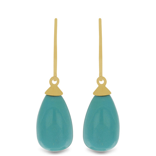 Brincos de Prata com Banho de Ouro com Turquesa Bela Adormecida