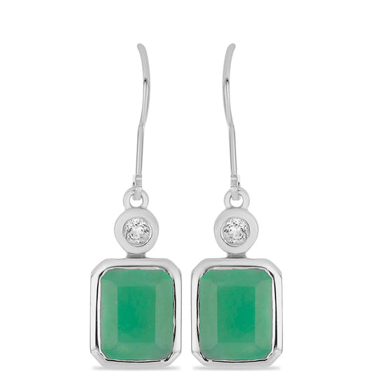 Brincos de Prata com Esmeralda do Brasil e Topázio Branco