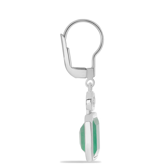 Brincos de Prata com Esmeralda do Brasil e Topázio Branco