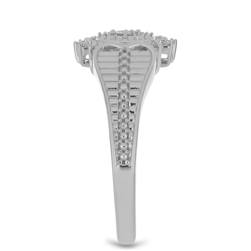 Anel de Prata com Diamante Branco Contraste: Cabeca de Veado (800)