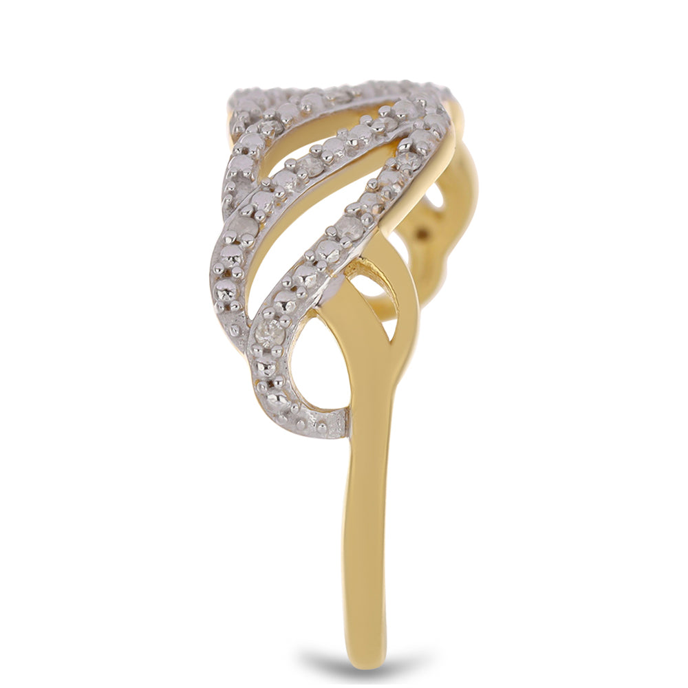 Anel de Prata com Banho de Ouro com Diamante Branco Contraste: Cabeca de Veado (800)