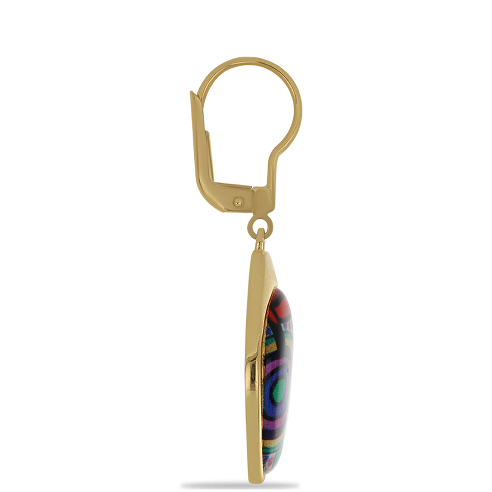 Brincos de Prata com Banho de Ouro com Esmalte Contraste: Cabeca de Veado (800)
