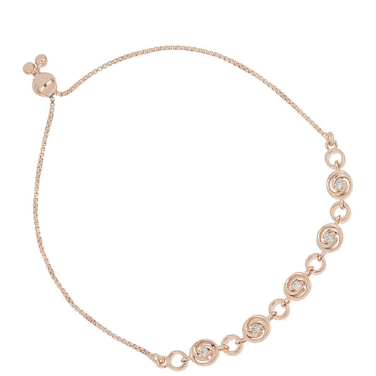 Pulseira de Prata com Banho de Ouro Rosa com Diamante Rosa Contraste: Cabeca de Veado (800)