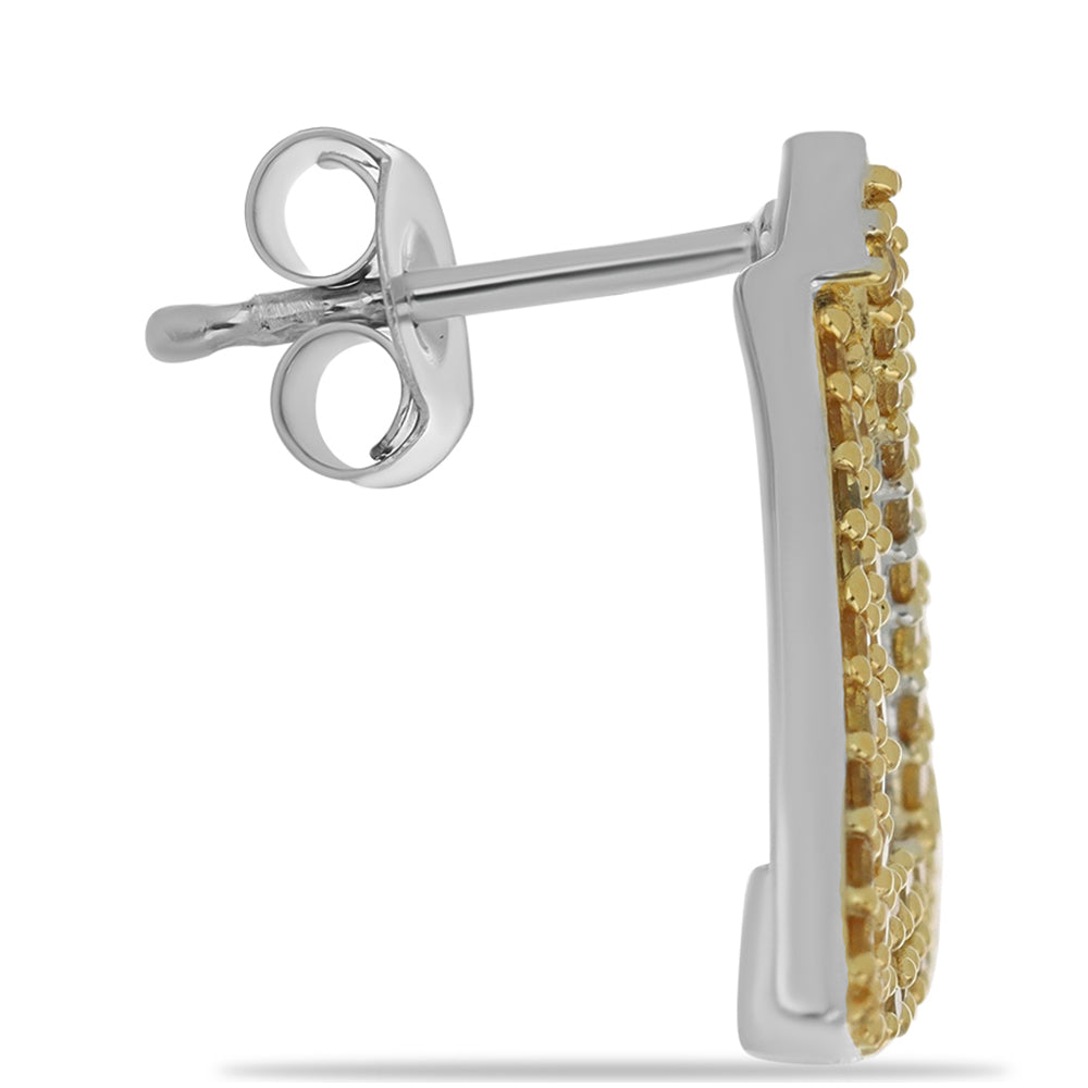 Brincos de Prata com Banho de Ouro com Citrino de Ural