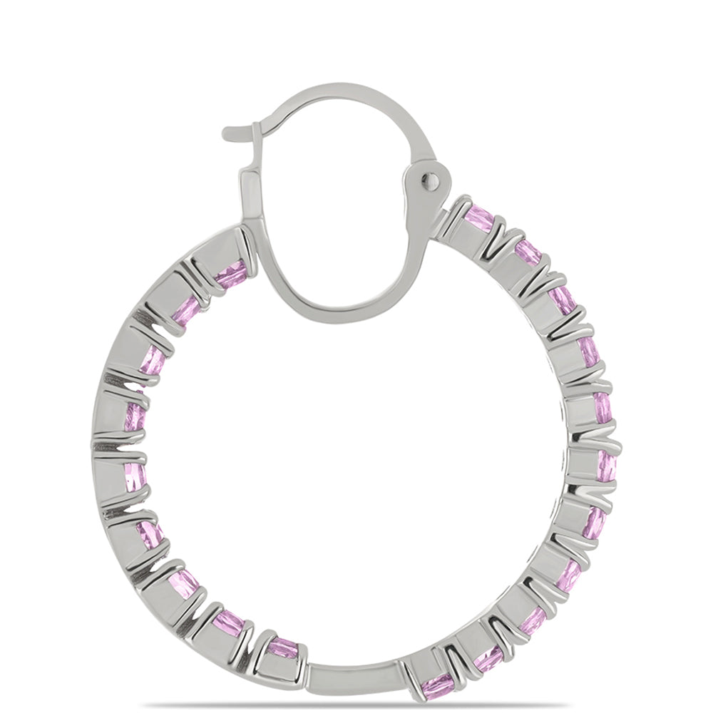 Brincos de Prata com Ametista Rosa de França Contraste: Cabeca de Veado (800)