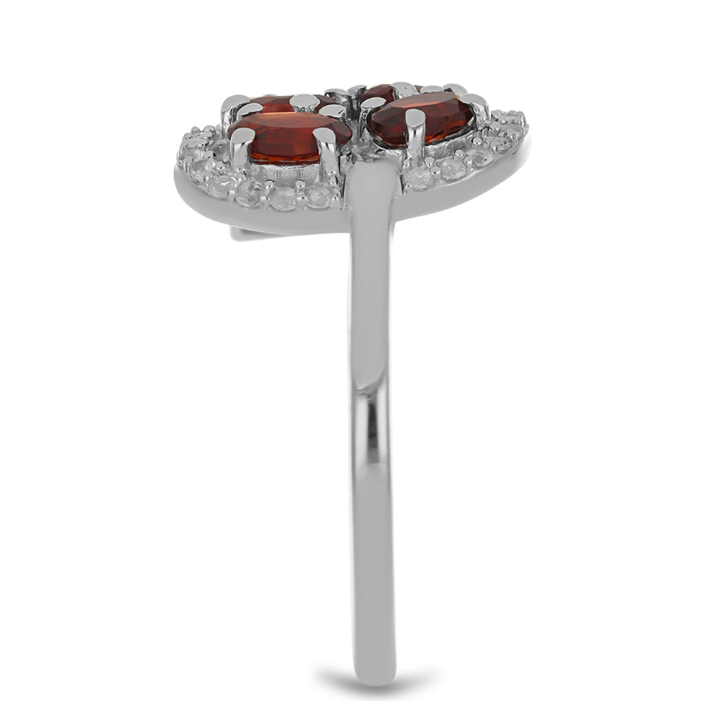 Anel de Prata com Granada de Barton e Topázio Branco