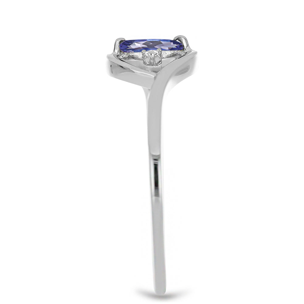 Anel de Prata com Tanzanite e Topázio Branco