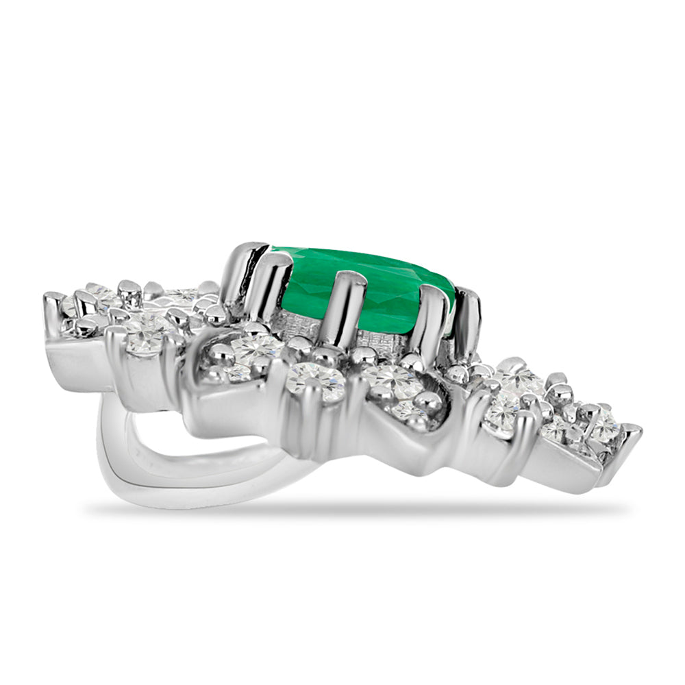 Pendente de Prata com Esmeralda do Brasil e Topázio Branco