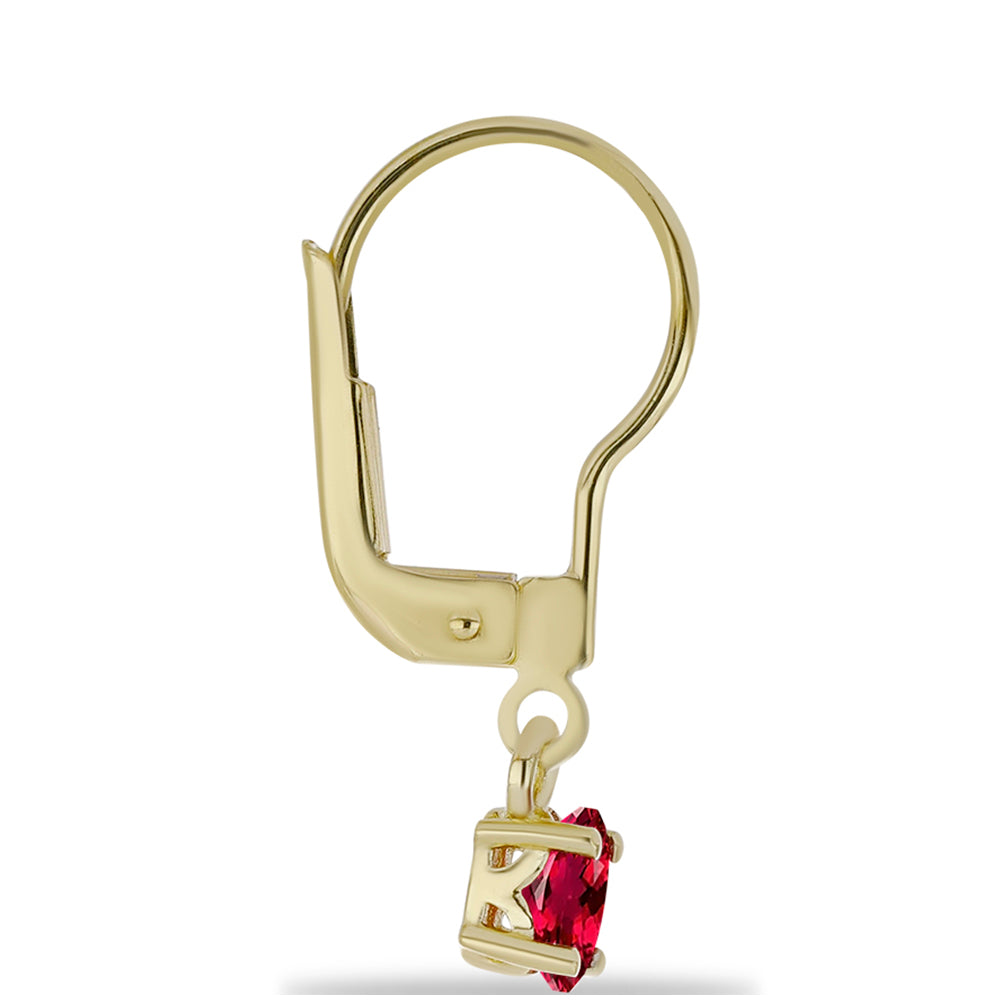 Brincos de Prata com Banho de Ouro com Rubelita das Minas do Cruzeiro