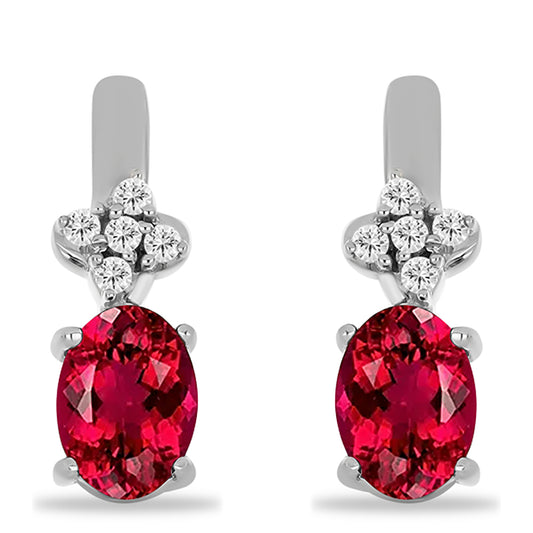 Brincos de Prata com Rubelita das Minas do Cruzeiro e Topázio Branco