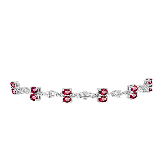 Pulseira de Prata com Rubelita das Minas do Cruzeiro e Topázio Branco Contraste: Cabeca de Veado (800)