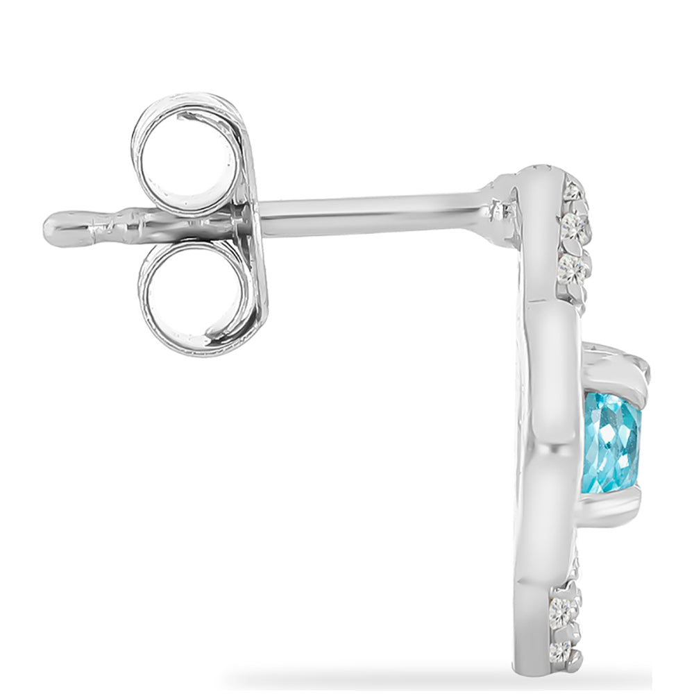 Brincos de Prata com Apatita Azul Céu e Topázio Branco