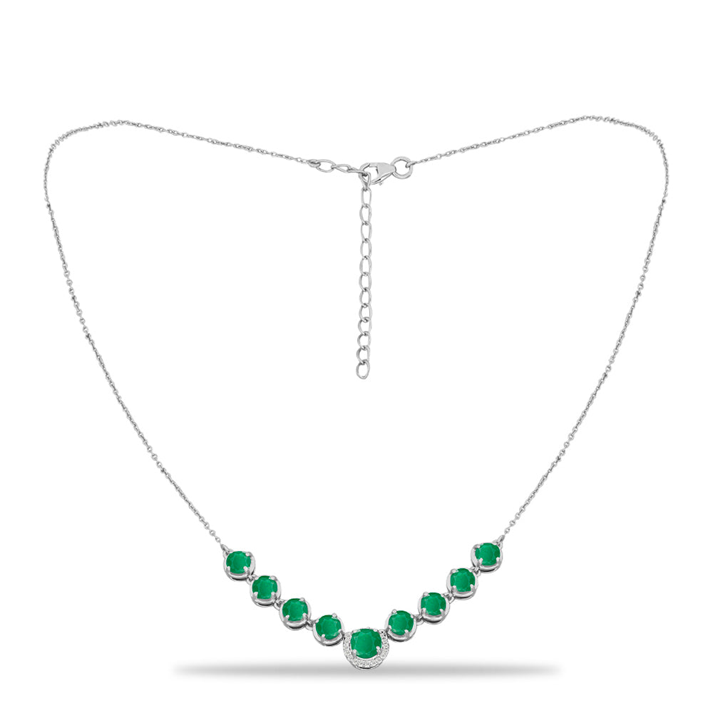 Colar de Prata com Esmeralda do Brasil e Topázio Branco Contraste: Cabeca de Veado (800)