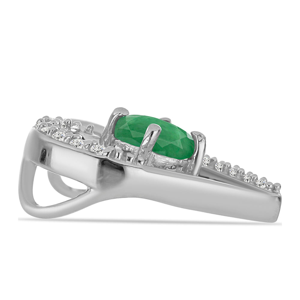 Pendente de Prata com Esmeralda do Brasil e Topázio Branco