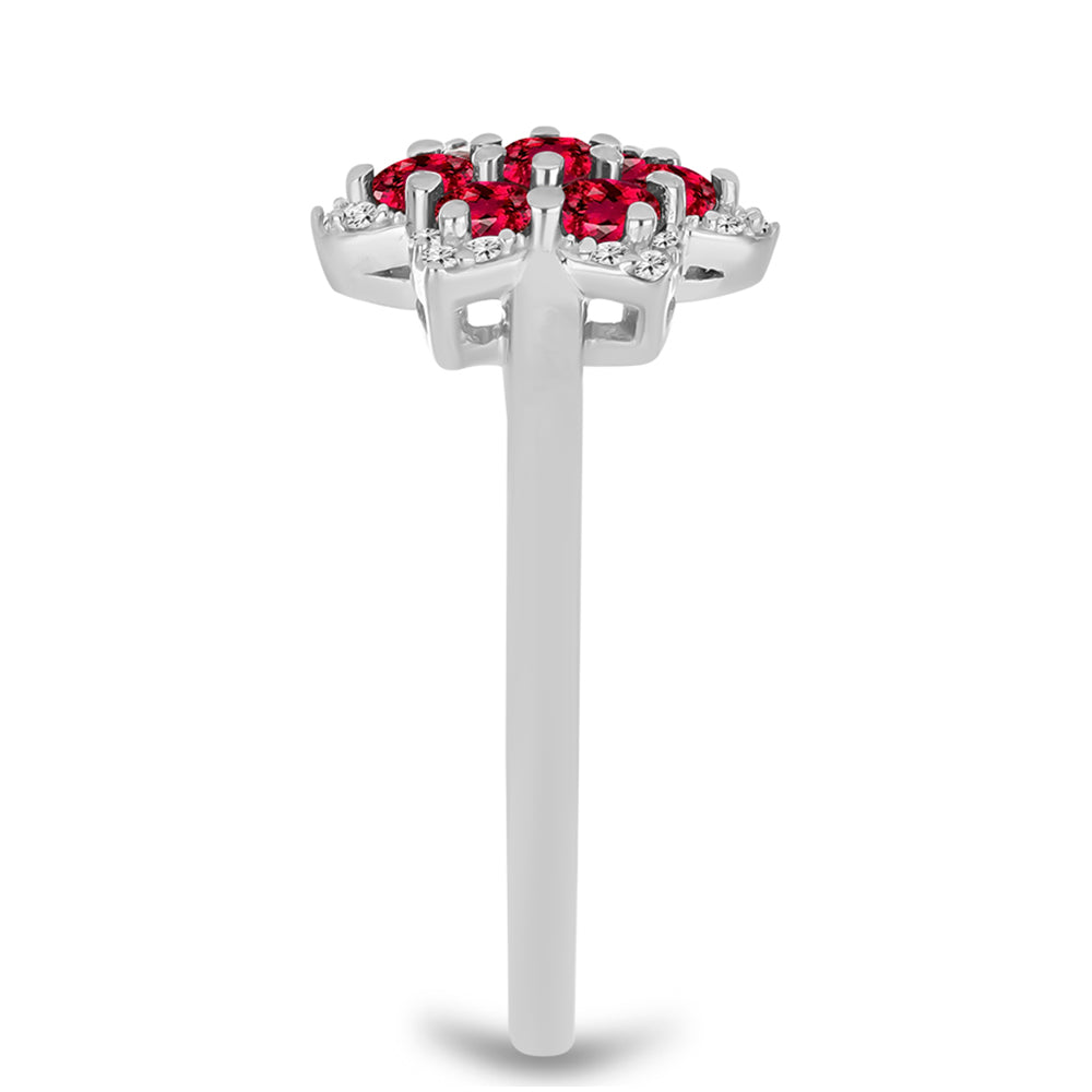 Anel de Prata com Rubelita das Minas do Cruzeiro e Topázio Branco Contraste: Cabeca de Veado (800)