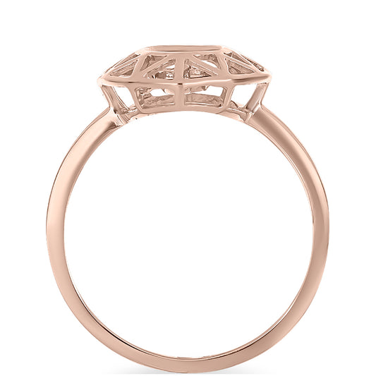Anel de Prata com Banho de Ouro Rosa com Diamante Dançante Rosa