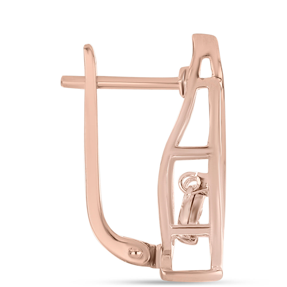 Brincos de Prata com Banho de Ouro Rosa com Diamante Dançante Rosa