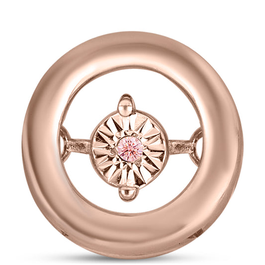 Pendente de Prata com Banho de Ouro Rosa com Diamante Dançante Rosa