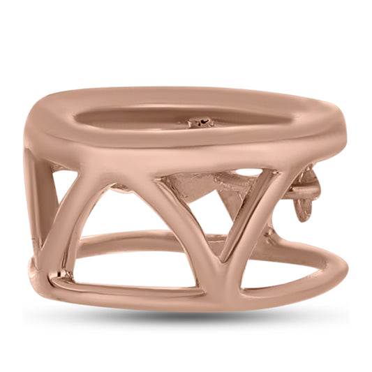 Pendente de Prata com Banho de Ouro Rosa com Diamante Dançante Rosa