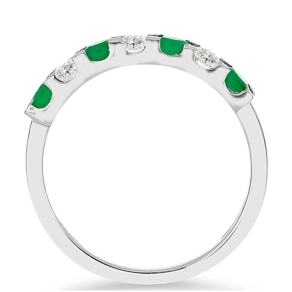 Anel de Prata com Esmeralda do Brasil e Topázio Branco