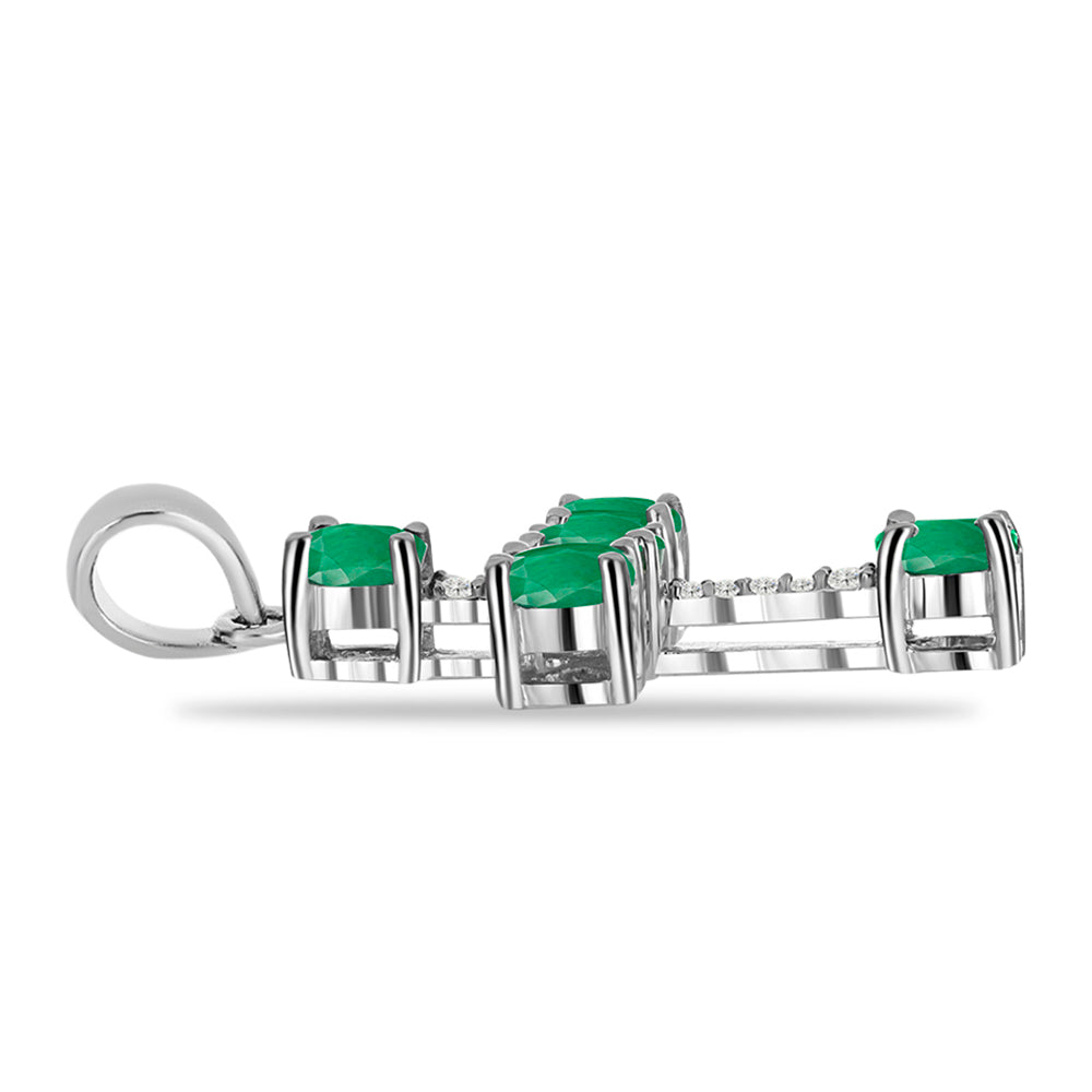 Cruz Pendente de Prata com Esmeralda do Brasil e Topázio Branco