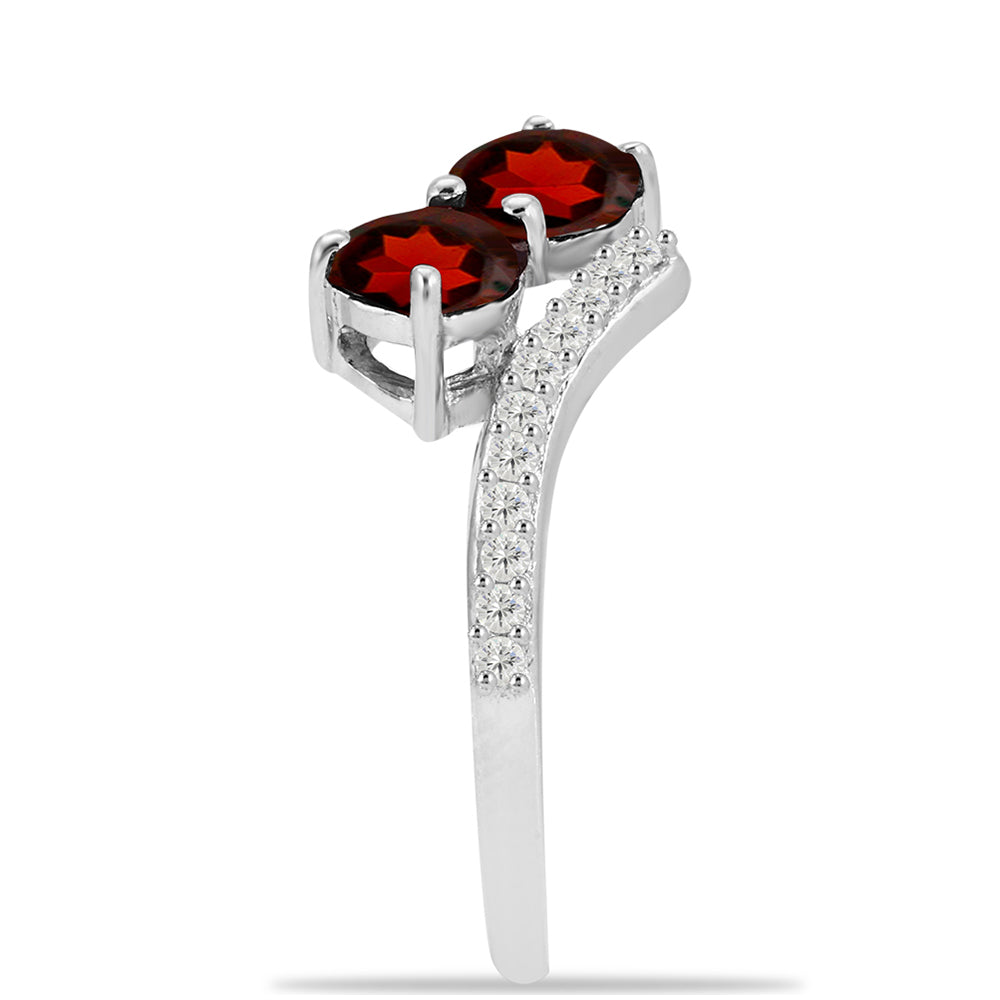 Anel de Prata com Granada de Barton e Topázio Branco