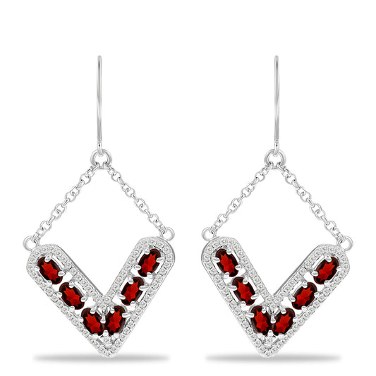 Brincos de Prata com Granada de Barton e Topázio Branco Contraste: Cabeca de Veado (800)