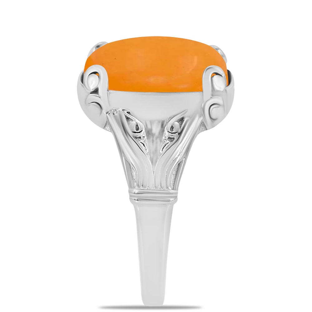 Anel de Prata com Jade Amarelo Contraste: Cabeca de Veado (800)