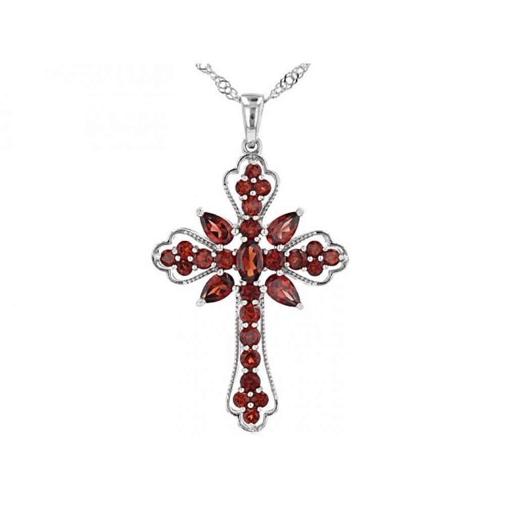 Cruz Pendente de Prata com Granada de Barton Contraste: Cabeca de Veado (800)