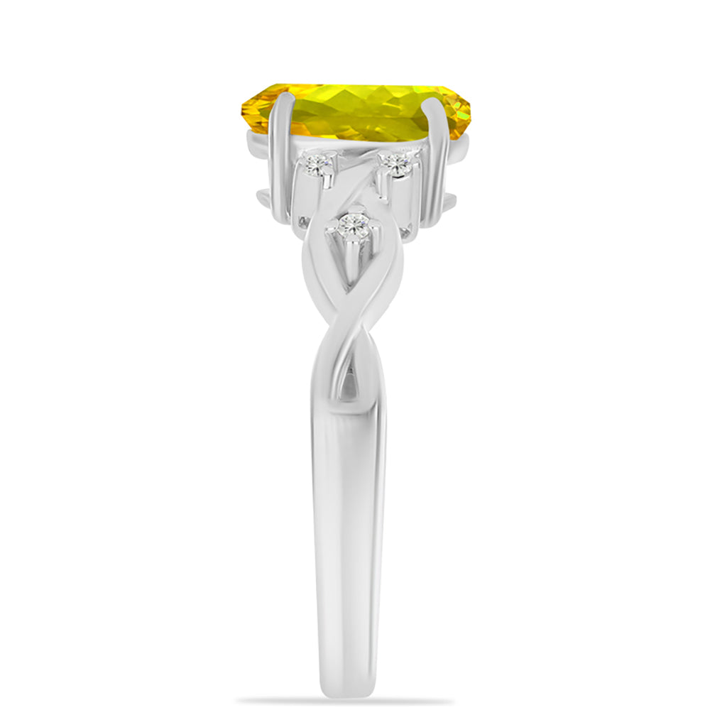 Anel de Prata com Citrino de Ural e Topázio Branco Contraste: Cabeca de Veado (800)