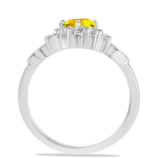 Anel de Prata com Citrino de Ural e Topázio Branco